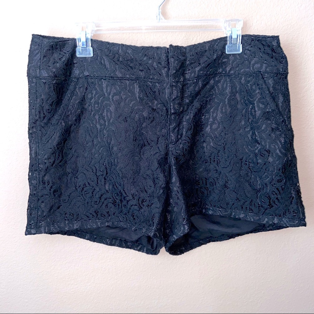 Metaphor black mid-rise laced vintage shorts.